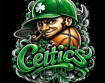 Celtics Basketball PNG | Shamrock Hoops Design | Green Street Style Sports Graphic | Irish Basketball Shirt Design | DTF DTG Print File