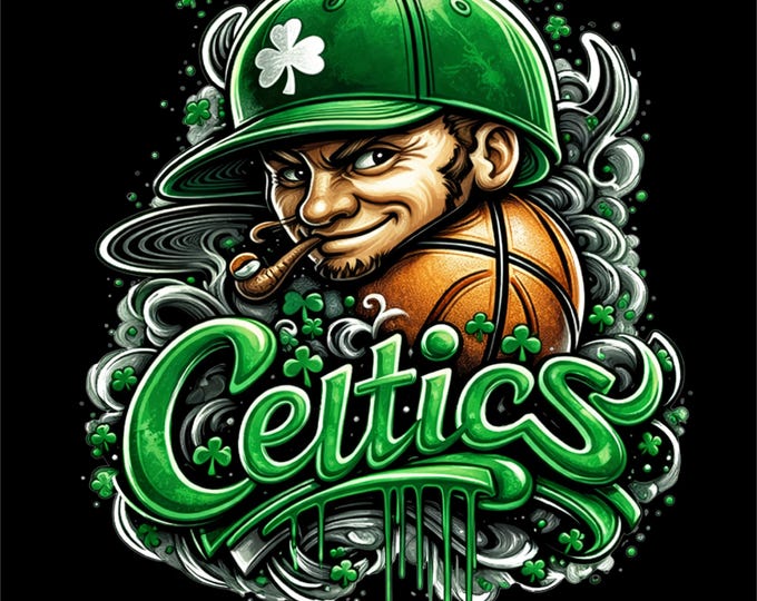 Celtics Basketball PNG | Shamrock Hoops Design | Green Street Style Sports Graphic | Irish Basketball Shirt Design | DTF DTG Print File