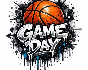 Game Day Basketball PNG | Basketball T-Shirt Design | Sports Shirt Graphic | Basketball Fan Gift | Street Style Sports Art | Sublimation PNG