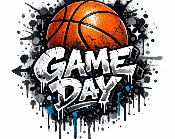 Game Day Basketball PNG | Basketball T-Shirt Design | Sports Shirt Graphic | Basketball Fan Gift | Street Style Sports Art | Sublimation PNG