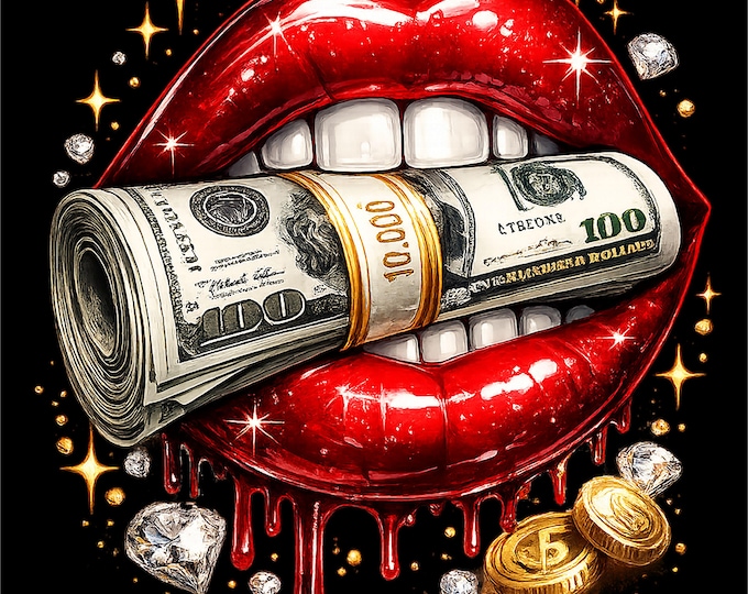 Money Lips PNG | Luxury Glam Rich Fashion Art (Digital Download)