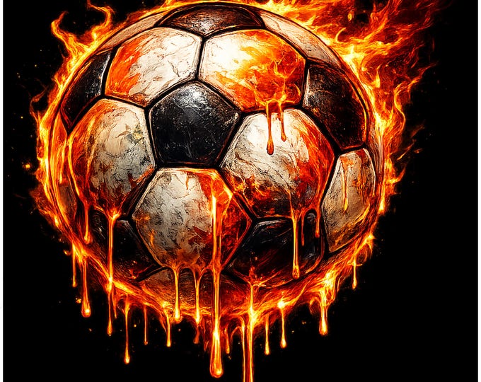 Fire Soccer Ball PNG | Flaming Football Design | Burning Ball Graphic | Sports Shirt Design | DTF DTG Print File