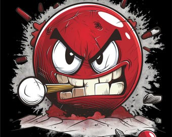 Angry Red Cue Ball PNG | Billiards T-Shirt Design (Instant Download)