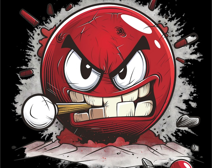 Angry Red Cue Ball PNG | Billiards T-Shirt Design (Instant Download)
