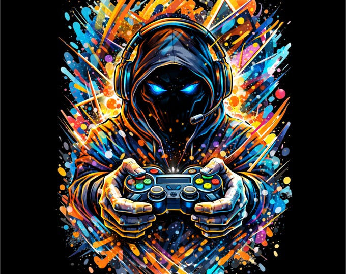 Gamer PNG Design | Hooded Gamer Controller | Gaming Streetwear png | Esports Gamer Art | Video Game Shirt Design | dtf dtg png