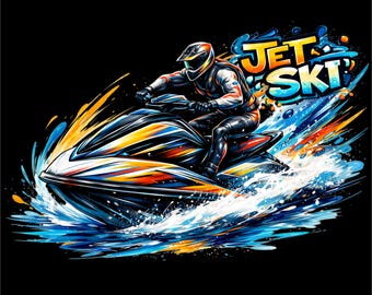 Jet Ski PNG Design | Jetski Rider Water Sports | Summer Jet Ski Shirt png | dtf dtg Print File | Extreme Water Sports Art