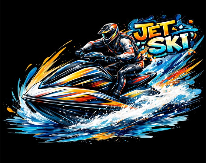 Jet Ski PNG Design | Jetski Rider Water Sports | Summer Jet Ski Shirt png | dtf dtg Print File | Extreme Water Sports Art