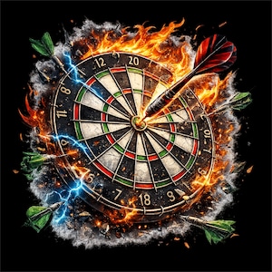 Dartboard Bullseye PNG | Fire Dart Target Design | Darts T-Shirt Graphic | Pub Game Shirt | Sports Sublimation PNG | Instant Download