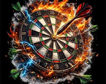 Dartboard Bullseye PNG | Fire Dart Target Design | Darts T-Shirt Graphic | Pub Game Shirt | Sports Sublimation PNG | Instant Download