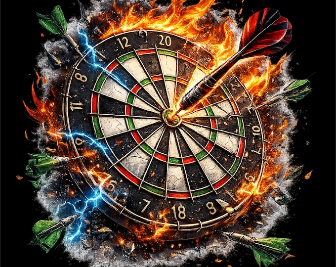 Dartboard Bullseye PNG | Fire Dart Target Design | Darts T-Shirt Graphic | Pub Game Shirt | Sports Sublimation PNG | Instant Download