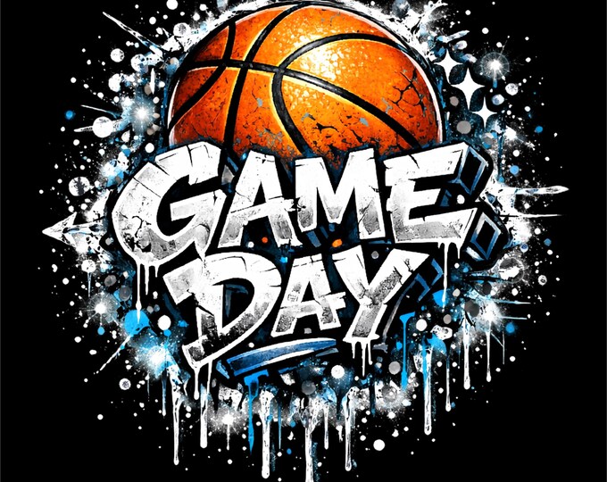 Basketball Game Day PNG | Graffiti Basketball Design | Sports Fan Shirt Graphic | Basketball Streetwear Art | DTF DTG Print File