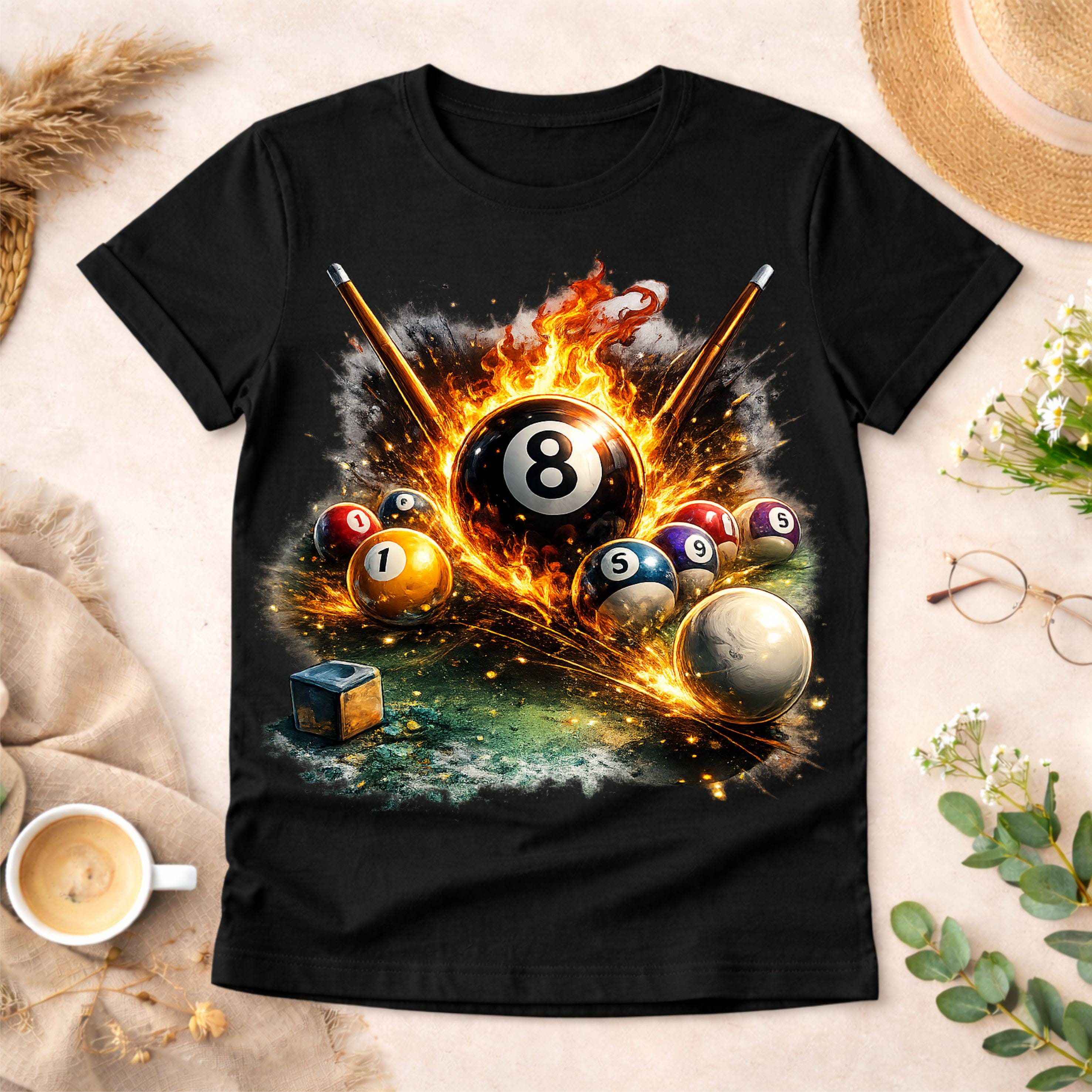 Pool Rack Exploding Graphic Art 8 Ball Pool Fire Explosion PNG | Billiards Break Shot Design | Pool ...