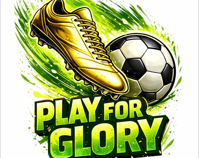 Play For Glory Soccer PNG |  | Soccer Motivation Quote Design | Sports Streetwear png | Football Cleats Ball Art | Print File