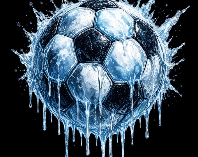 Frozen Soccer Ball PNG | Ice Football Design | Cool Splash Sports Graphic | Soccer Lover Gift | DTF DTG Print File