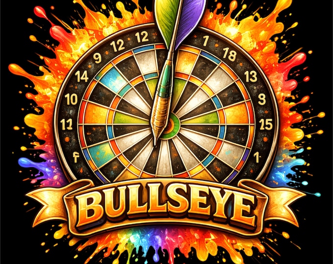 Darts Bullseye PNG | Dartboard Illustration | Darts Player Shirt Design | Darts Sports Graphic | DTF DTG Print File