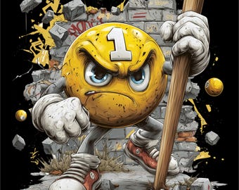 Number One Pool Ball PNG | Billiards T-Shirt Design (Instant Download)