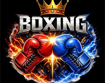 Boxing PNG | Boxing Gloves Illustration | Fighter Champion Design | Boxing Streetwear Graphic | DTF DTG Print File