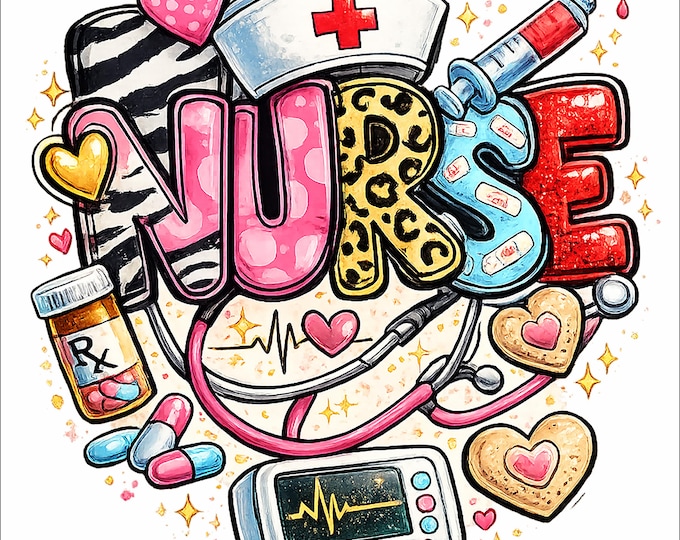 Nurse Shirt PNG | Cute Nurse T-Shirt Design | Nursing Sublimation Graphic | Medical Nurse PNG | Instant Download