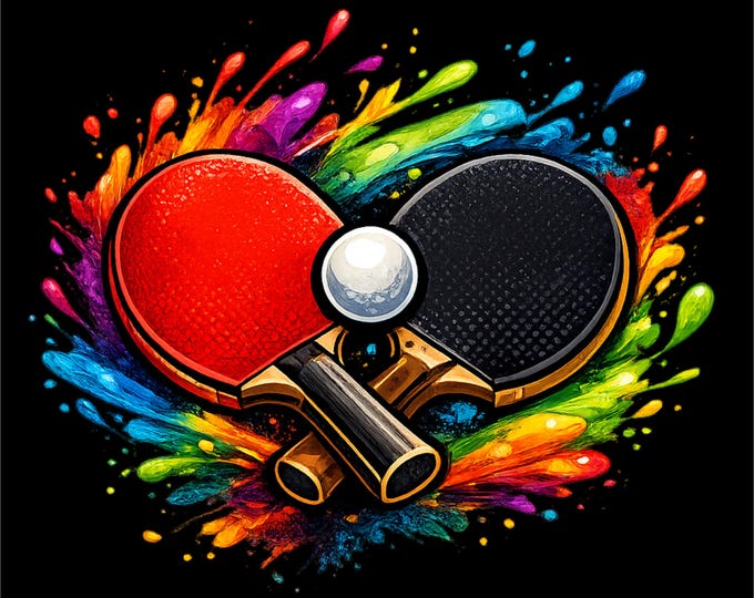 Table Tennis PNG | Color Splash Ping Pong Design | Paddle and Ball Artwork | Sports Graphic Print | Ping Pong Lover Gift|T-Shirt Print File