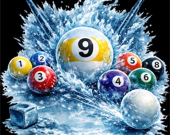 9 Ball Billiards PNG | Pool Player Design | Ice Billiards Graphic | Pool Ball Shirt png | Billiards Player Gift | DTF DTG Print File