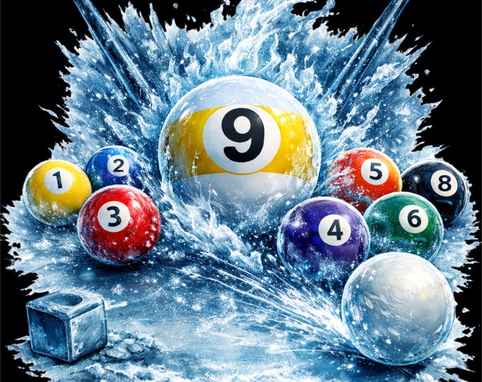 9 Ball Billiards PNG | Pool Player Design | Ice Billiards Graphic | Pool Ball Shirt png | Billiards Player Gift | DTF DTG Print File