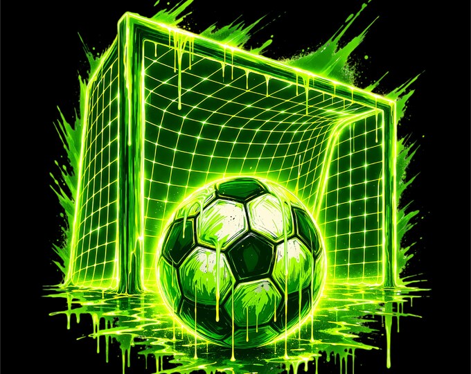 Neon Soccer Goal PNG | Green Football Goal Design | Sports Streetwear Graphic | Soccer Lover Gift | DTF DTG Print File