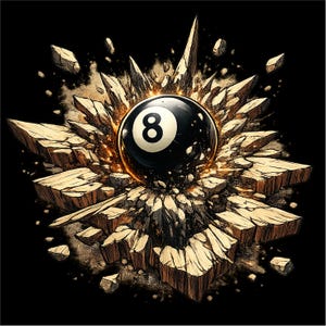 Exploding 8 Ball PNG | Billiards Shirt Design (Instant Download)