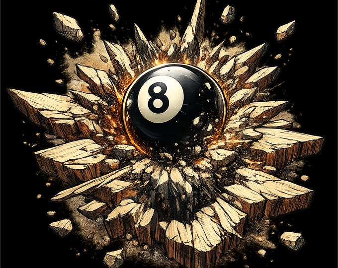 Exploding 8 Ball PNG | Billiards Shirt Design (Instant Download)
