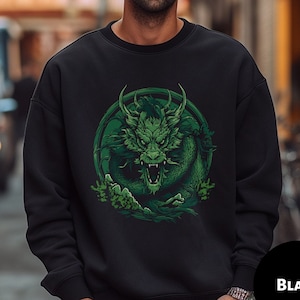 Green dragon Sweatshirt Dragon print Hoodie Gift Men Sweater Women Hooded Sweatshirts Cool Dragons Lovers Clothing Fantasy Aesthetic Gifts