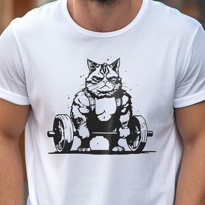 Cat Weightlifting Shirt Funny Workout Tee Shirts Gym Lifting T-shirt Deadlift Tshirt Dead Lift Cute Work Out T Fitness Top Powerlifting gift