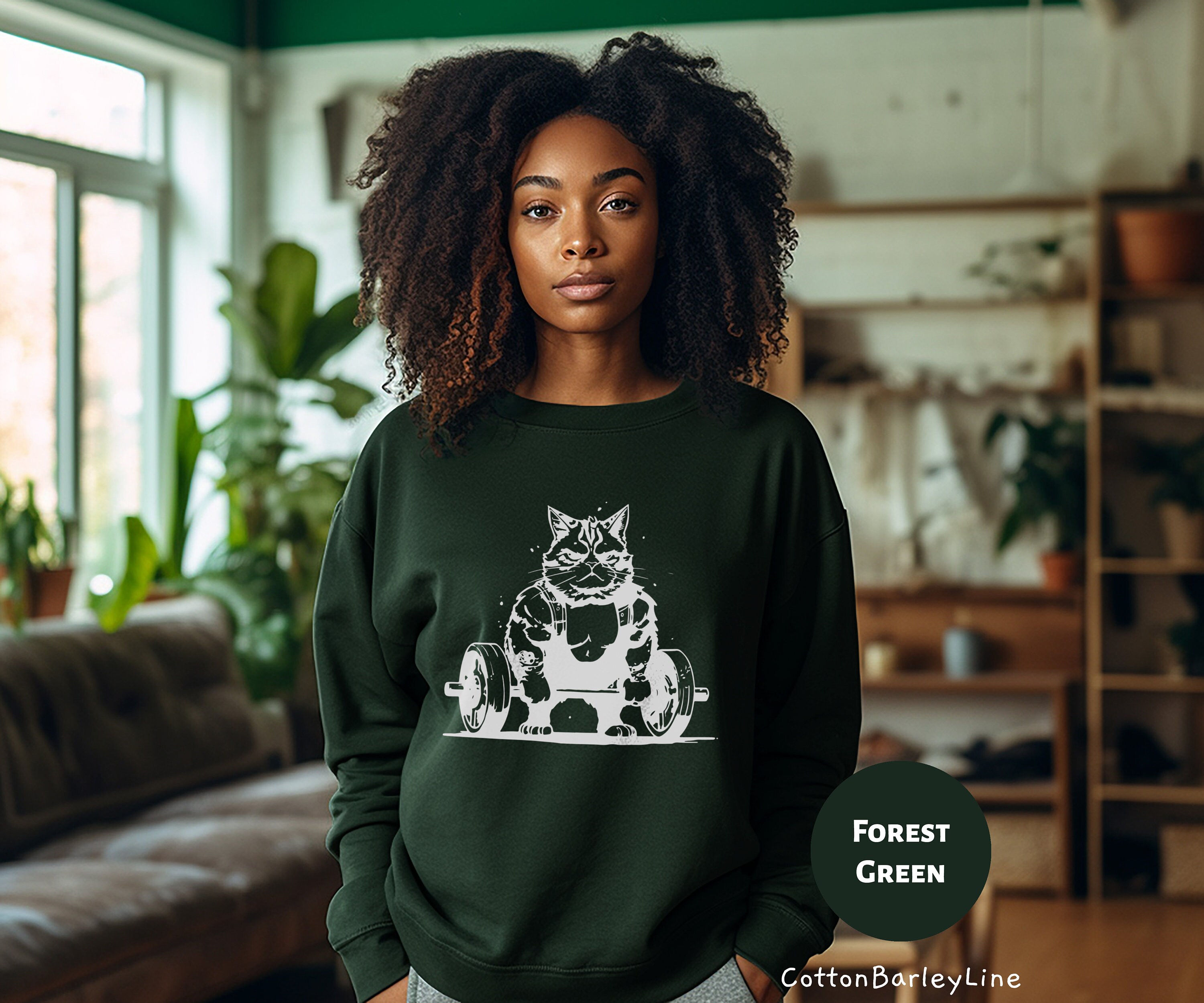 Deadlifting Cat Oversized Tee main image 1