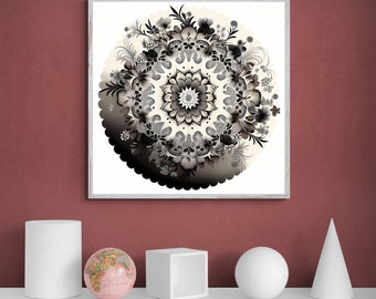 Lámina artística de mandala zen: decoración colorida para el hogar (descarga digital)