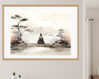 Zen Buddha Landschaft Wand Kunst: Meditation Druck (Digitaler Download)