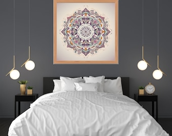 Lámina artística de mandala indio: Decoración de yoga espiritual (descarga digital)