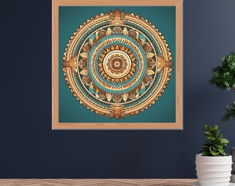 Lámina artística de mandala indio: Decoración de yoga espiritual (descarga digital)