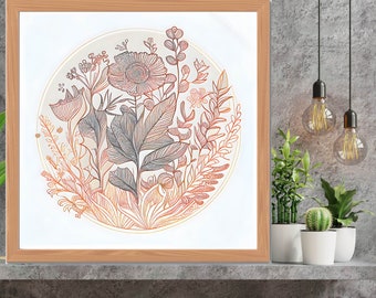 Lámina artística de mandala floral: decoración zen colorida para el hogar (descarga digital)