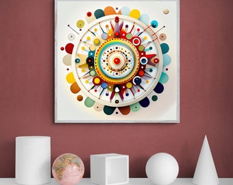 Lámina artística de mandala colorido: Decoración zen para el hogar (descarga digital)