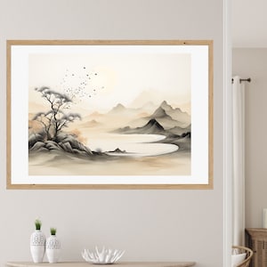 Landscape Zen wall art,Mystical wall art,Spiritual Meditation Poster Motivational Printable