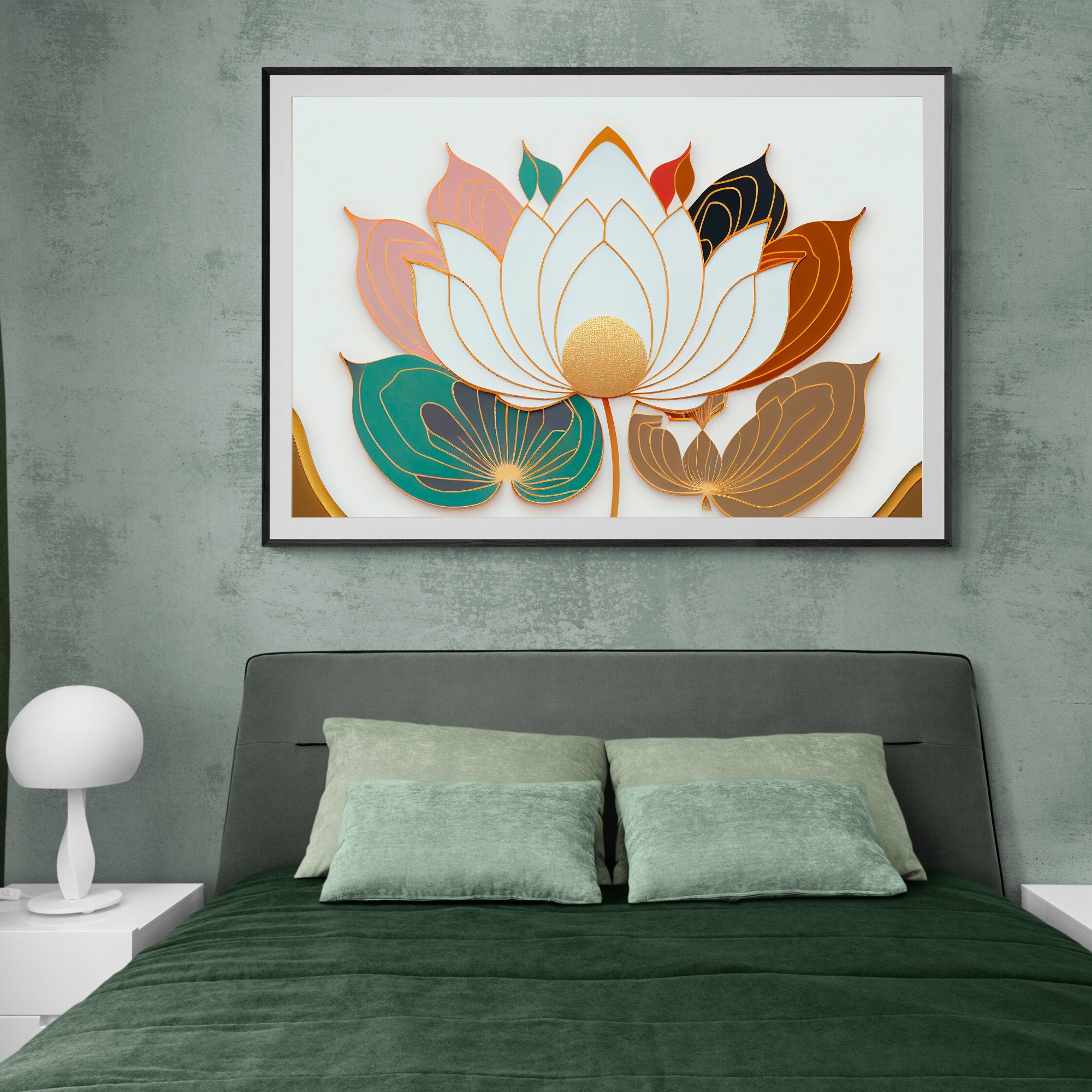 Lotus Flower Art Print: Colorful Zen Wall Decor (digital Download) - Etsy