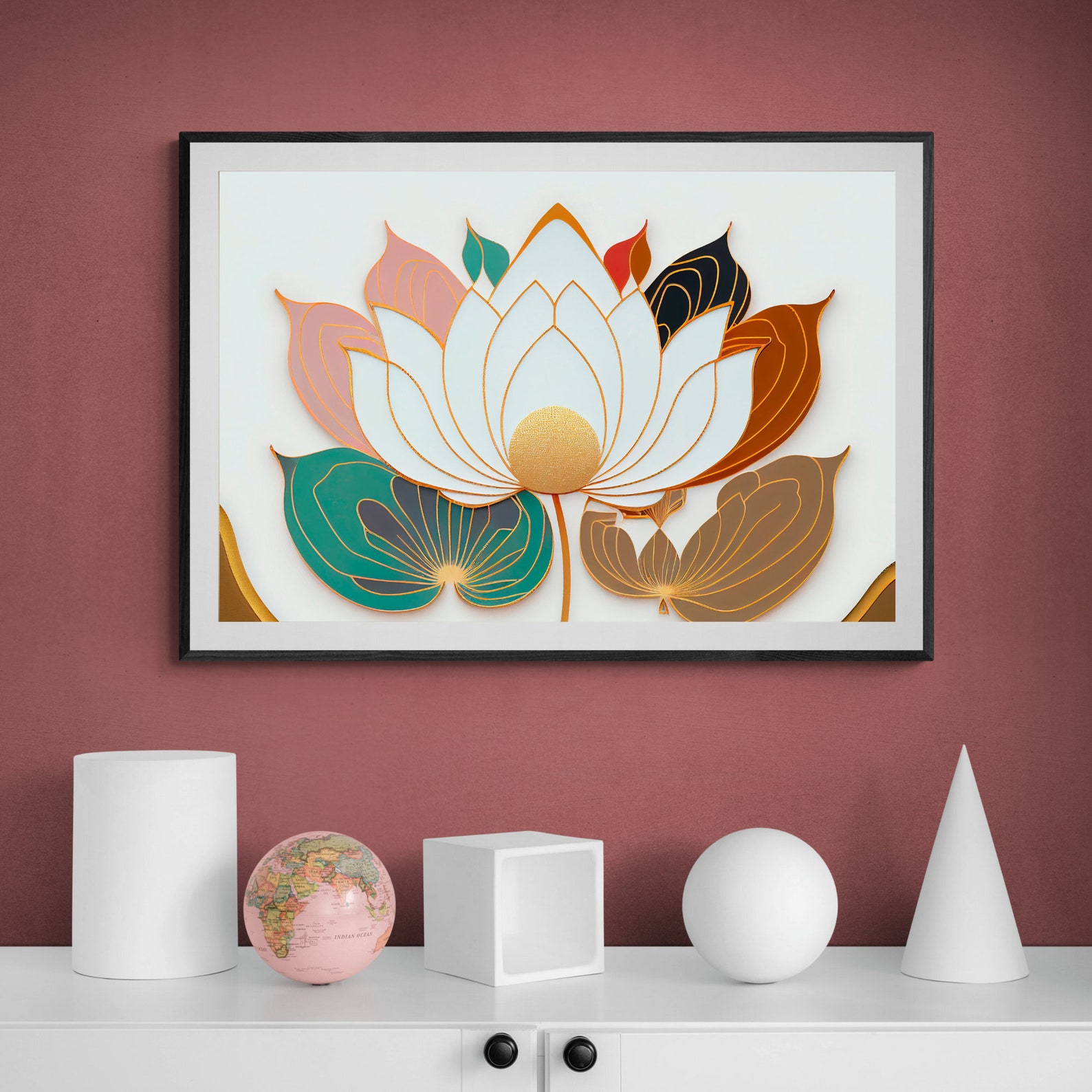 Lotus Flower Art Print: Colorful Zen Wall Decor (digital Download) - Etsy