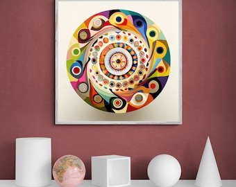 Lámina artística de mandala colorido: Decoración zen para el hogar (descarga digital)