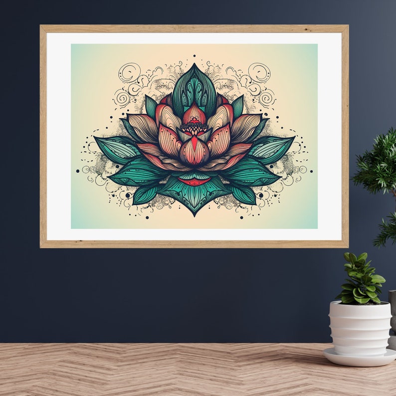Lotus Flower Zen Art Print: Boho Yoga Decor (digital Download) - Etsy