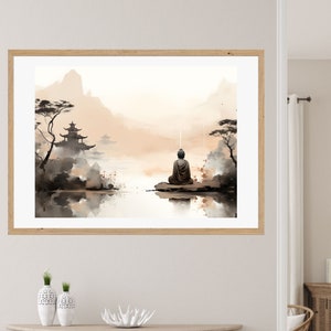 Buddha Landscape Wall Art,Meditation Wall Art,Buddhist wall art, Buddha artwork,Buddha wall art,Landscape Zen wall art, Buddha