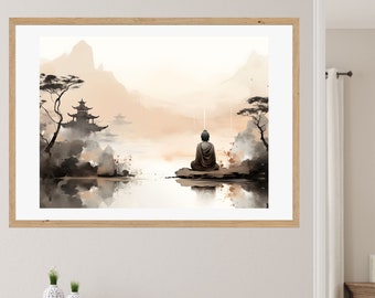 Zen Buddha Landschaft Wand Kunst: Meditation Druck (Digitaler Download)