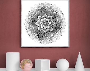 Impresión artística de mandala zen: decoración colorida y personalizada para el hogar (descarga digital)