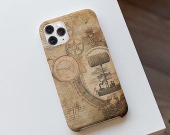 Vintage Steampunk Phone Case, Antique Map Steampunk, Old Papers iPhone Case,  Steampunk iPhone Case