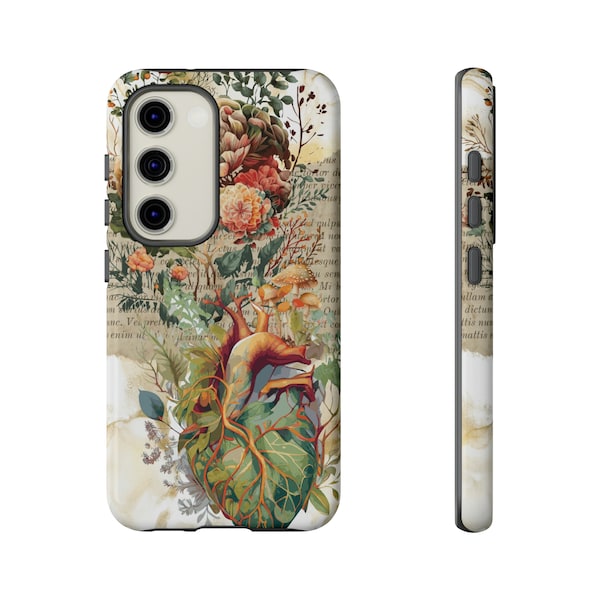 Nature Anatomy Samsung Phone Case Floral Anatomy Tough Case Vintage Flower Words Case