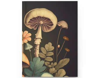 Mushroom Hardcover Journal - Cottage Core Aesthetic Notebook