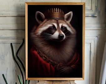 Racoon Wall Art, King Racoon Art, Racoon Gift, Racoon Wall Decor, Racoon Canvas, Animal Wall Art