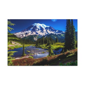 Mount Rainier Canvas Painting Print, Mount Rainier Wall Art, Mount Rainier Wall Decor